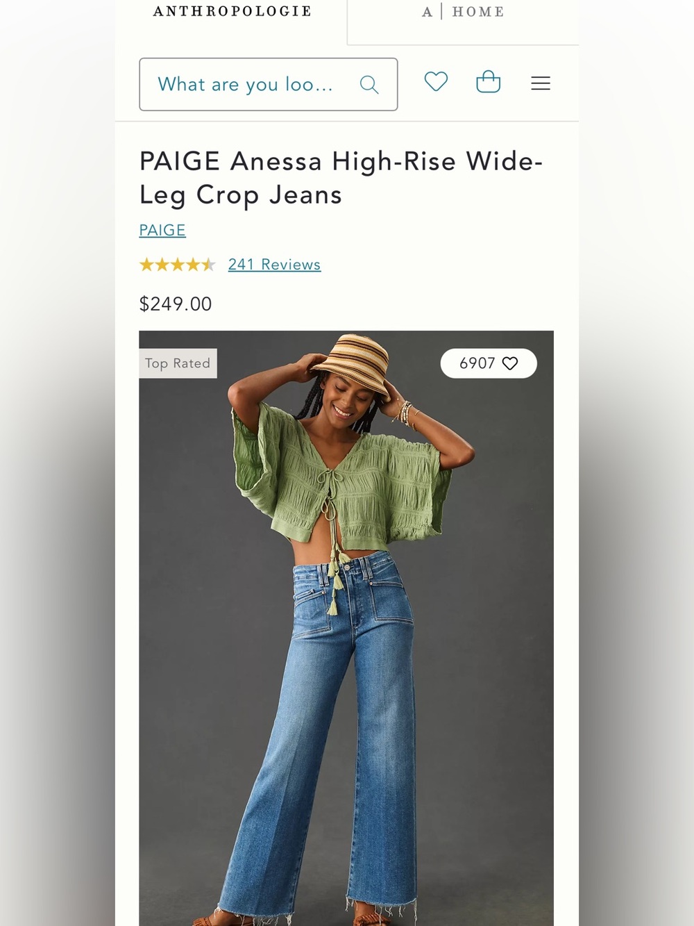 NWOT PAIGE Anessa High-Rise Wide-Leg Crop Jeans - Picture 2 of 13